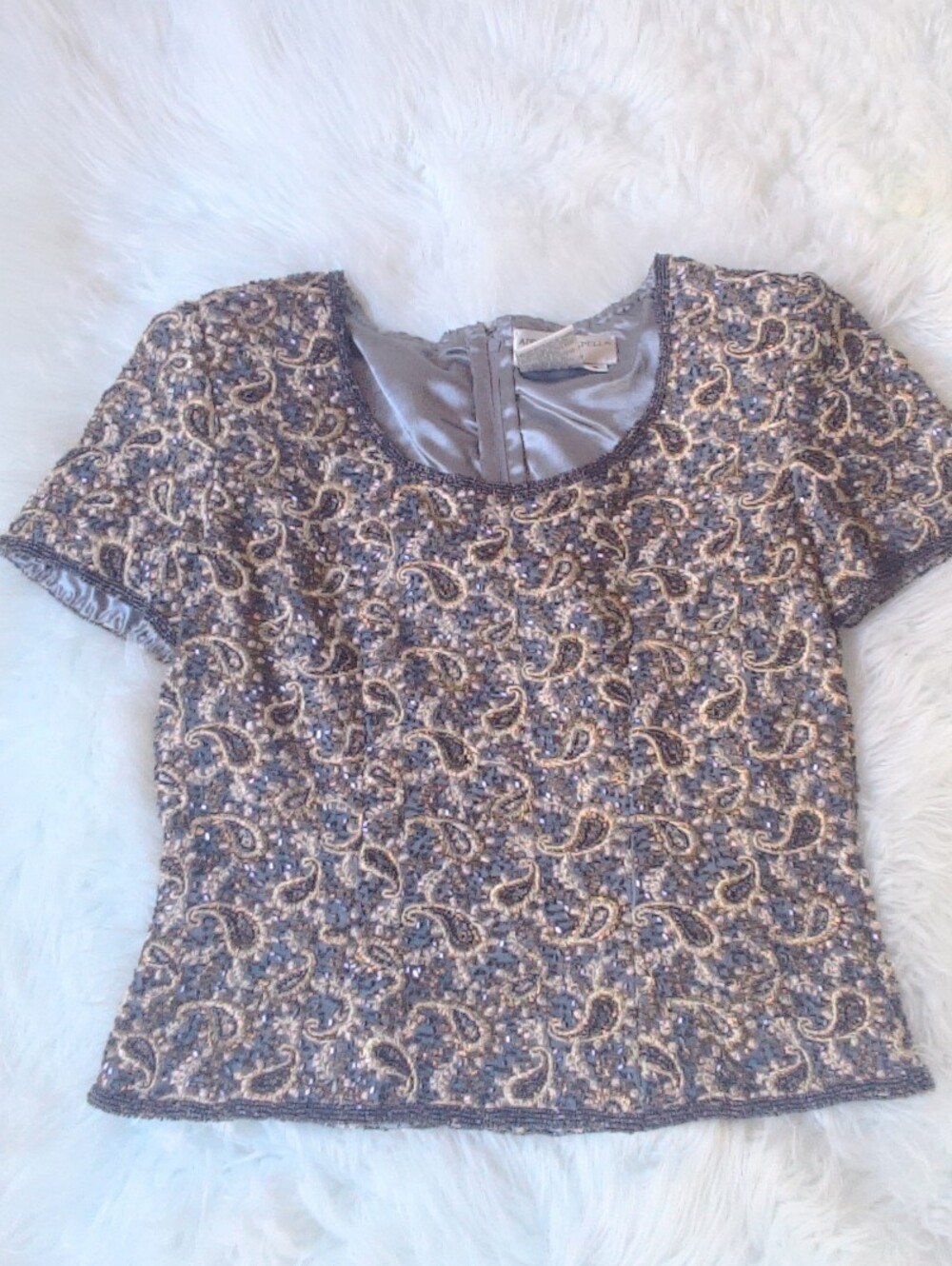 ADRINNA PAPELL Beaded Vintage Top Size 6